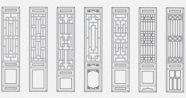 无极常用中式仿古花窗图案隔断设计图